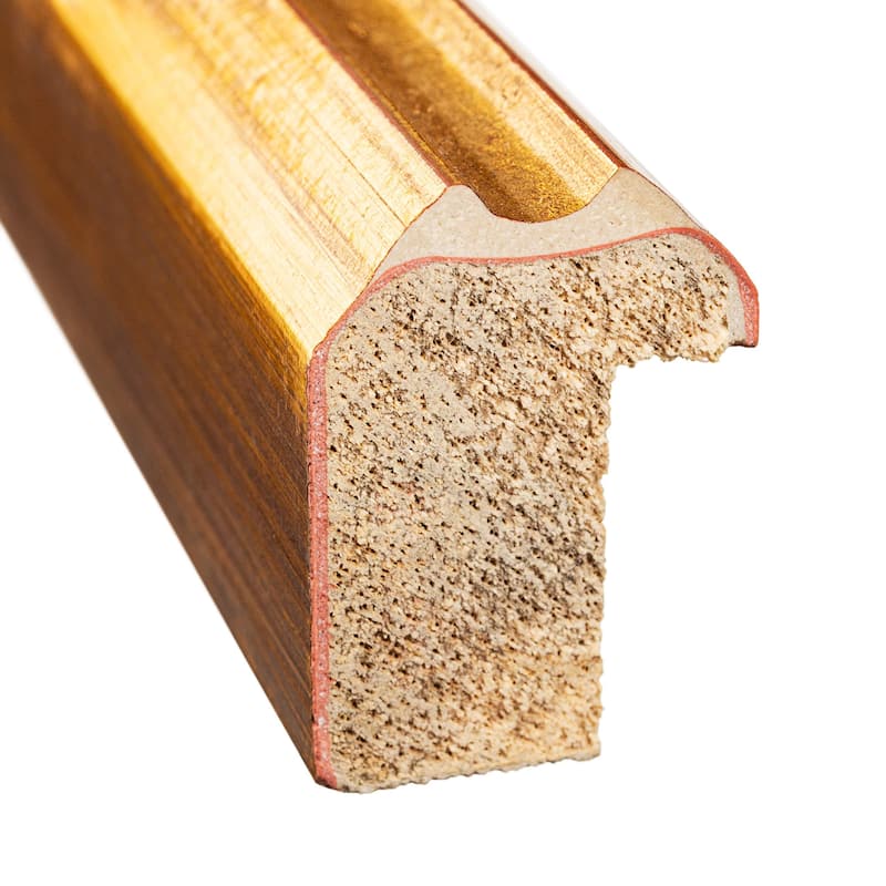 10x10 Gold Thin Bamboo Picture Frame - UV Acrylic, Foam Board Backing, Hanging Hardware