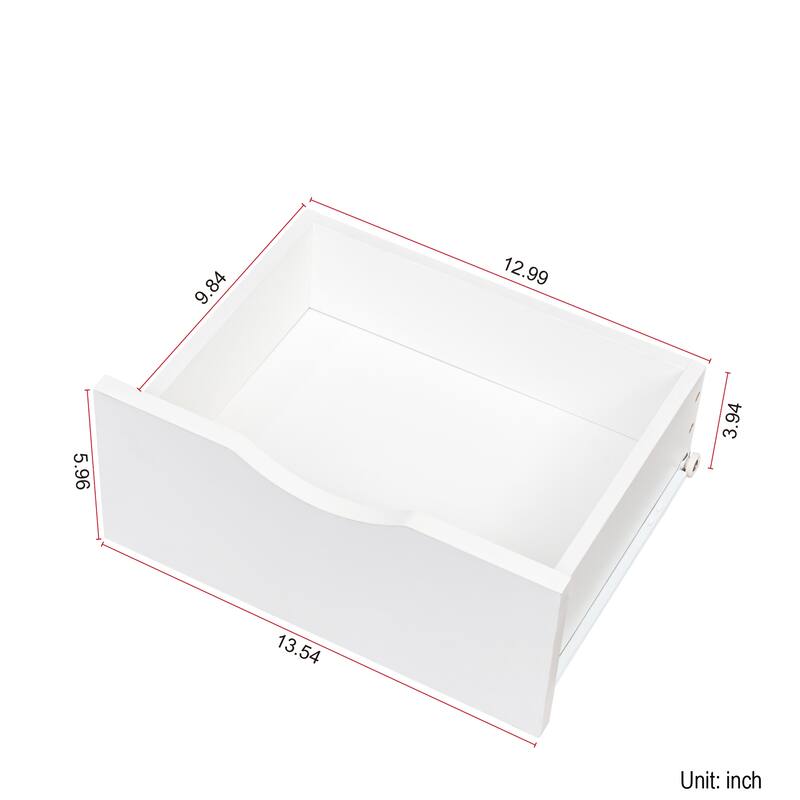 Night Stand With Bookshelf, Night Stand With 2 Storage Drawers - White