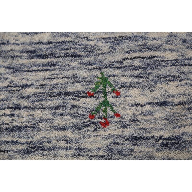 Tribal Striped Gabbeh Oriental Area Rug Hand-Knotted Wool Carpet - 7'10" x 9'7"