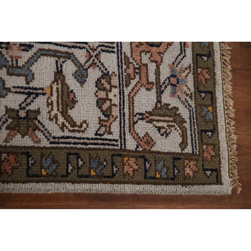 Animal Pictorial Heriz Serapi Indian Area Rug Handmade Wool Carpet - 7'10"x 9'7"