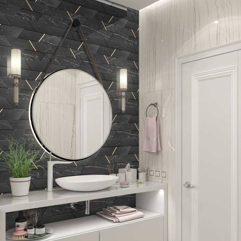 The Tile Life Stately Avenue 11x12 Nero Marquina Porcelain Floor & Wall Tile