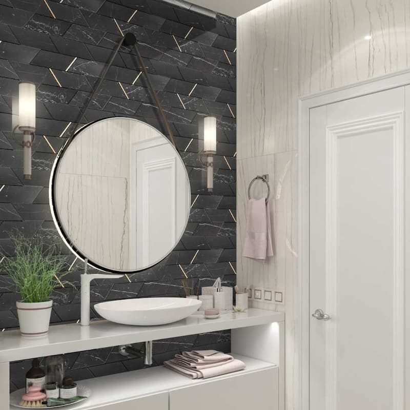 Stately Avenue 11x12 Polished Porcelain Mosaic Tile - Floor, Wall, Backsplash