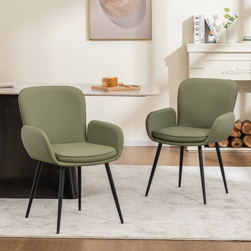 Set of 2 Cat-Scratch Resistant Dining Chairs with Gold Metal Legs