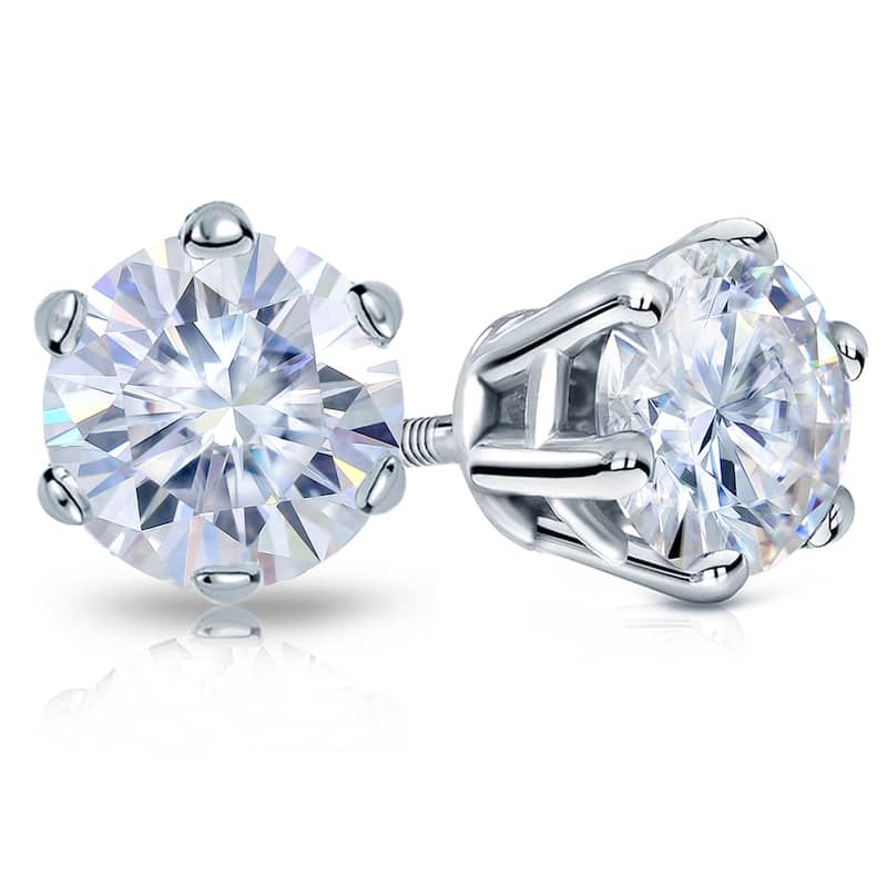 Auriya 1ctw Round Moissanite Stud Earrings 14k Gold - 5 mm