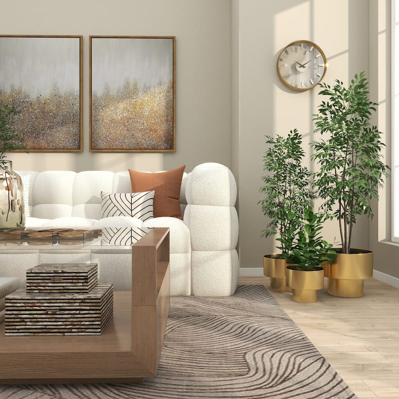 Metal Brushed Indoor Outdoor Planter - Set of 3 Gold - Roche River Decor