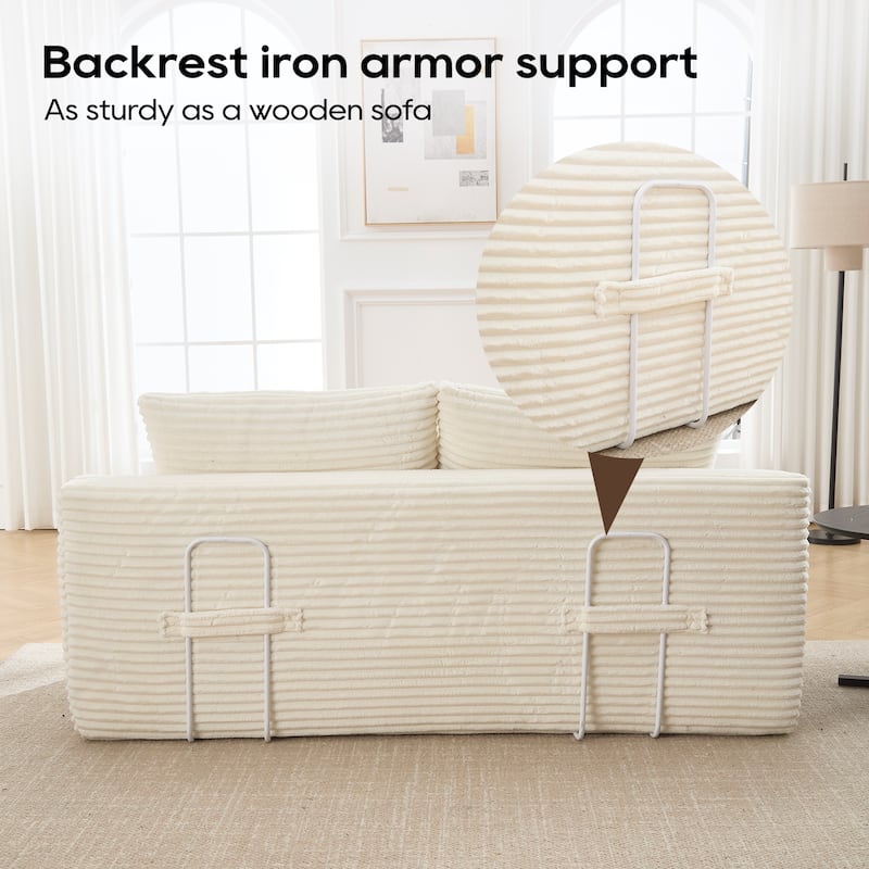 Corduroy 2-in-1 Convertible Loveseat Sofa Upholstered Deep Seat Sofa w2 Pillows Tufted Couch Livingroom Recliner Sofa