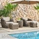 preview thumbnail 13 of 78, Patio Wicker Furniture Set Outdoor Rattan Bistro Set 2 Chair+ 2 Ottoman+1 Side table - Gray Wicker-Gray
