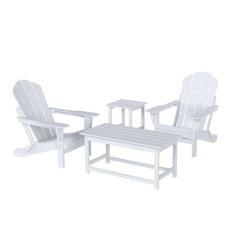 Laguna Hdpe All Weather Outdoor Patio Foldable Adirondack Chairs Conversation Set (4-Piece Set)