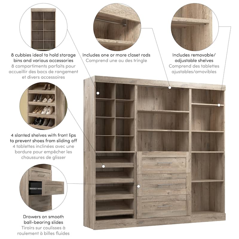 Pur 86-Inch Closet Organizer with Storage Cubbies by Bestar