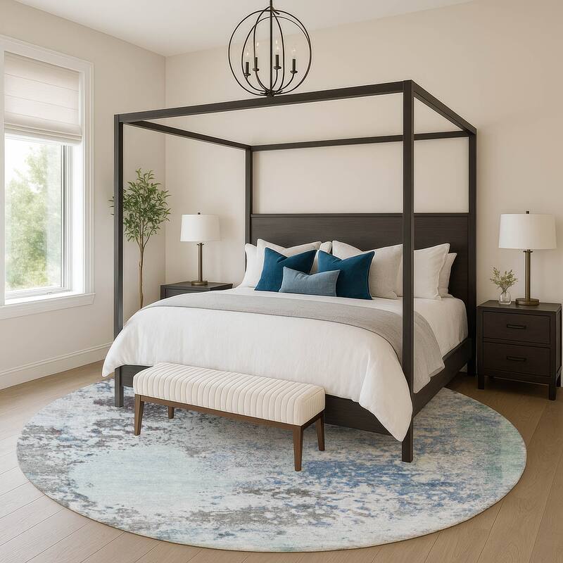 Premium Washable Super Soft Modern Casual Mayfield Rug - Turquoise - 8' x 8'