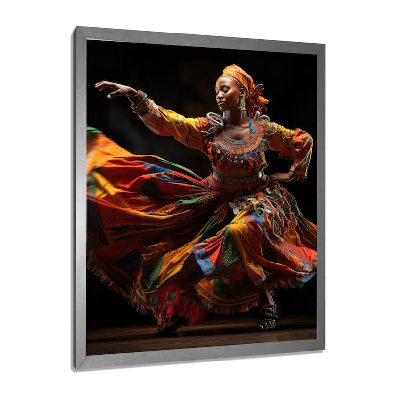 Designart "African Tribal Dance V" African American Art Framed Wall Decor