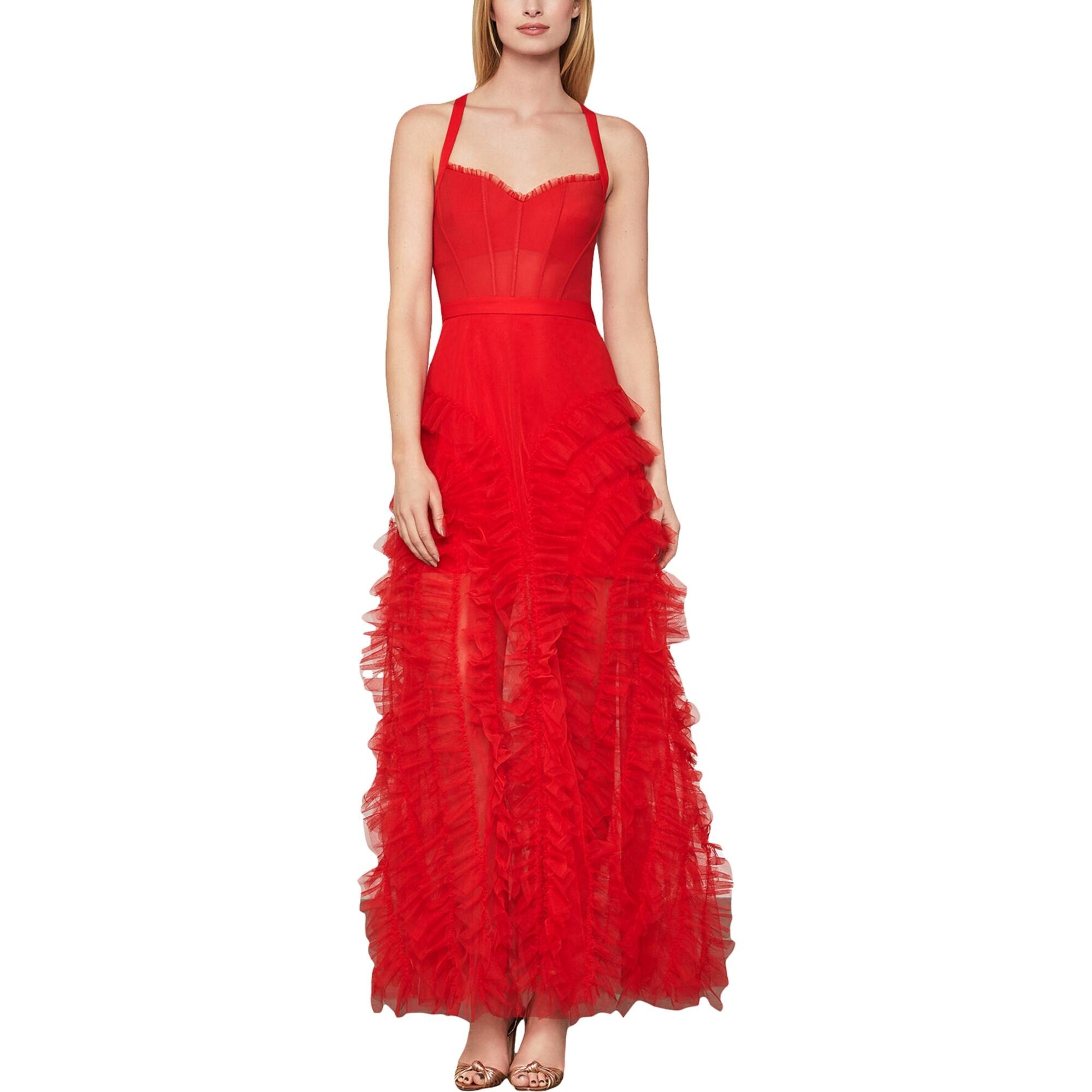 bcbg red tulle dress