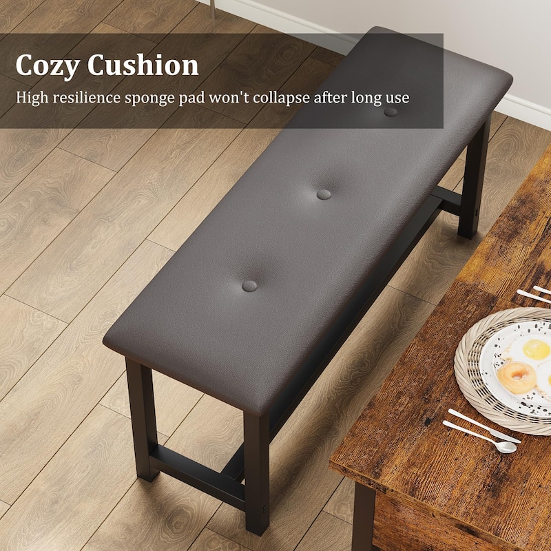 3 Piece Dining Table with Upholstered Benches, Storage Drawer