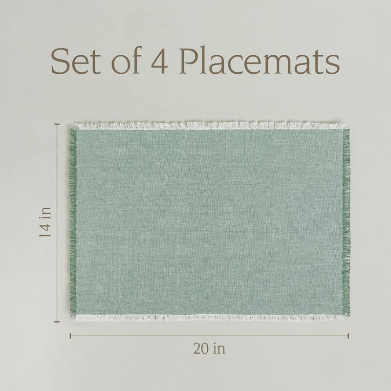 over&back 100% Cotton Frayed Chambray Placemats - Set of 4