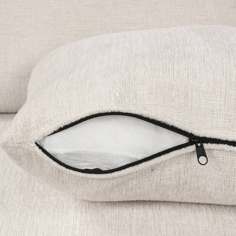 108.7" Chenille U-Shaped Sectional Sofa Bed with USB Charging and Cup Holders