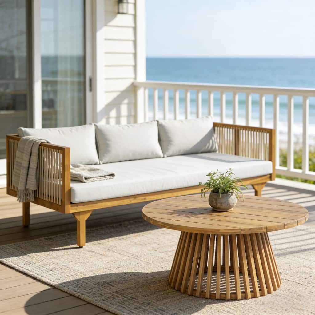Christopher Knight Home - Outdoor Teak Finish Wood & Rope Woven Sofa Set with Coffee Table