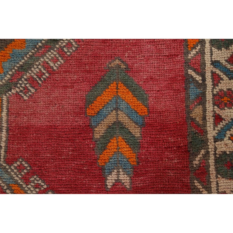 Pink Ardebil Persian Vintage Runner Rug Handmade Wool Carpet - 3'5"x 12'4"