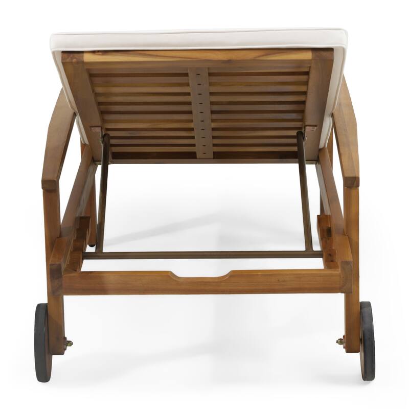 Jason Outdoor Acacia Wood Outdoor Chaise Lounge with Water Resistant Cushion by Christopher Knight Home