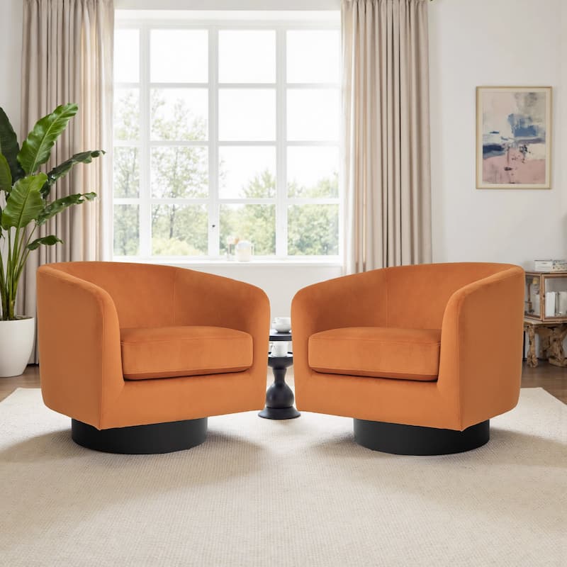 2 Set Modern Upholstered Swivel 360 Degree Accent Chair
