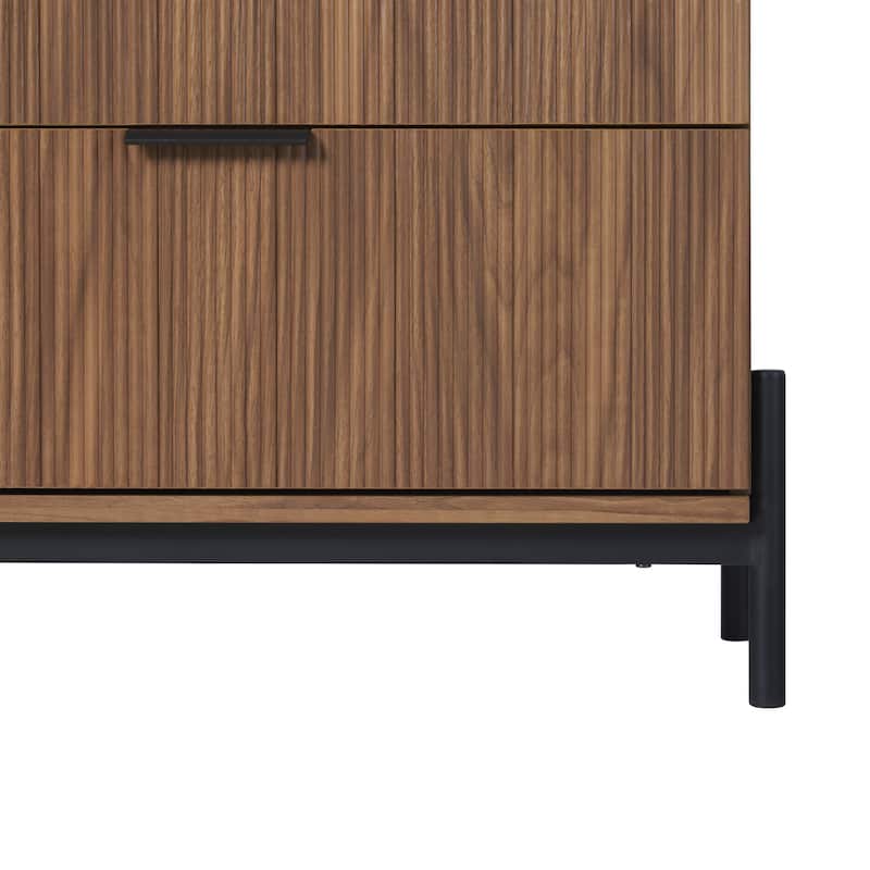 Walker Edison Six Drawer Chest with Reeded Drawer Fronts