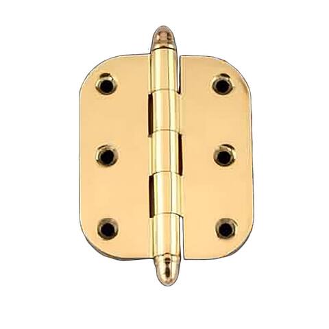 Brass Cabinet Door Hinge 2.5 in. Small with Stainless Steel Removable Radius Helmet Tip Pins and Hardware Renovators Supply