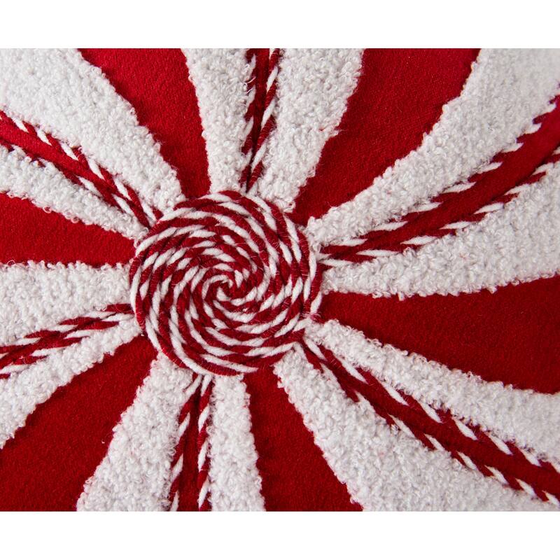 Rizzy Home Peppermint Disc Holiday Throw Pillow