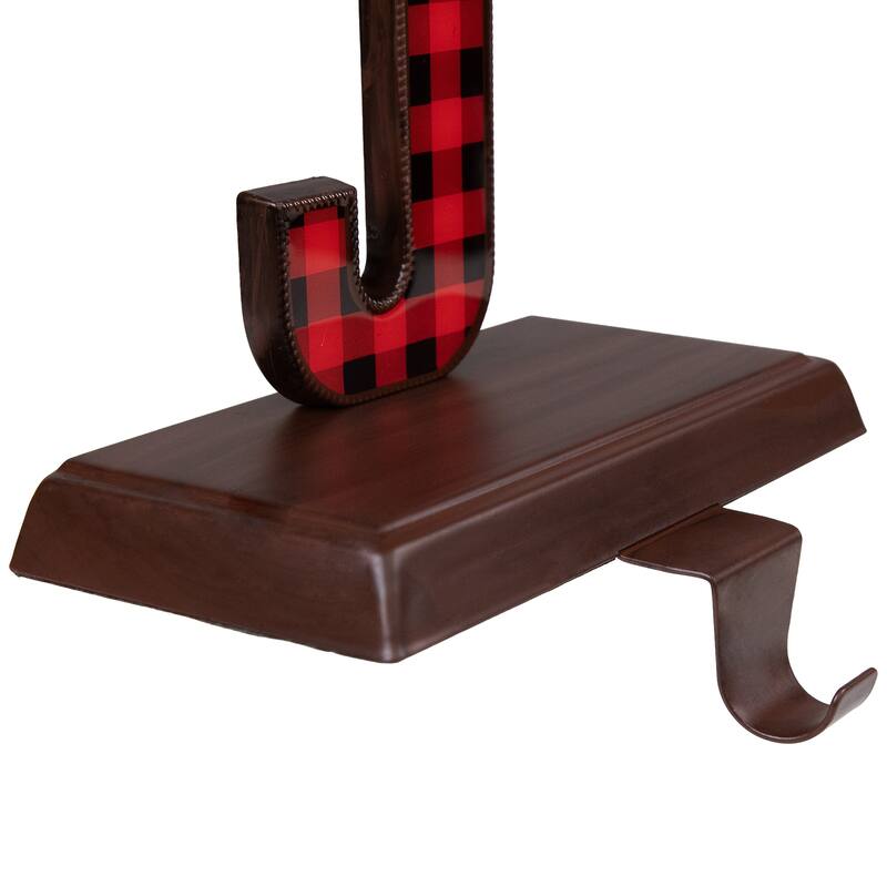 Set of 3 Red Black Buffalo Plaid "JOY" Christmas Stocking Holder 6"