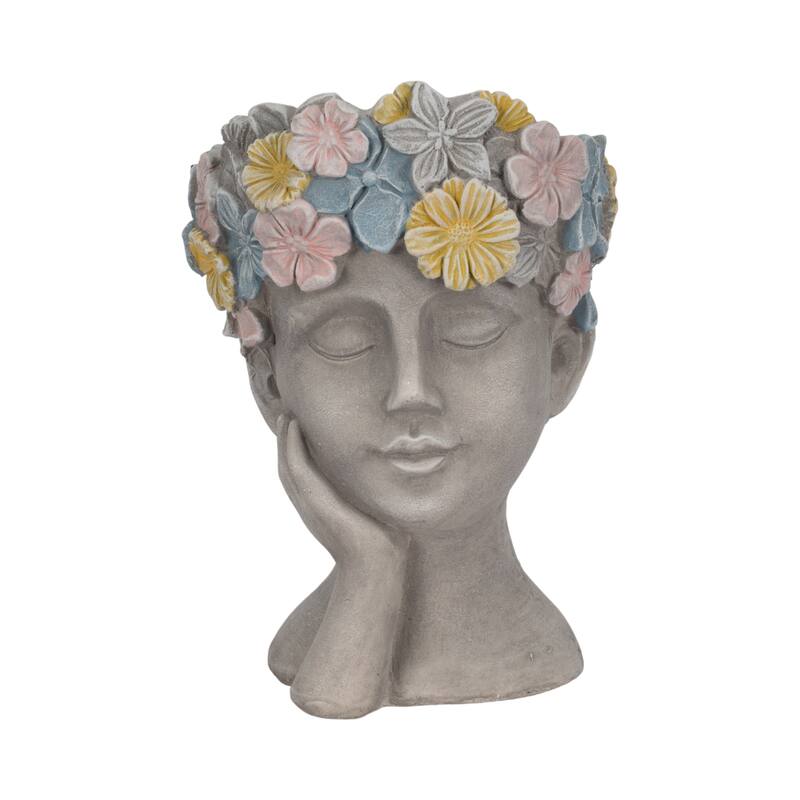 Unique Bust Style Resin Planter or Flower Pot with Crown Detail