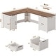 preview thumbnail 116 of 156, Farmhouse Executive L Shaped Desk Home Office Desk with Drawers and Storage Cabinet & Power Outlet