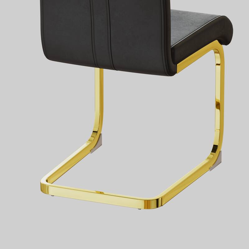 Modern Dining Chairs,PU Faux Leather High Back Upholstered Side Chair with Golden Metal Leg