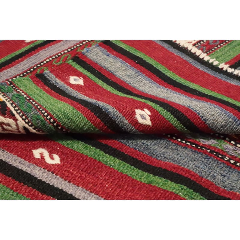 Hand Woven Oriental 100% Wool Carpet Southwestern Tribal Multi-Colored Kilim Area Rug - 7' 4'' X 5' 0''