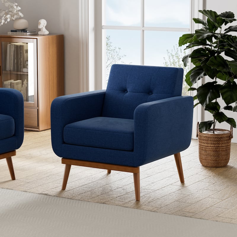 HUIMO Sofa Couch for Two People Tufted Fabric Upholstered Sofa - 30.5" x 30" - Dark Blue