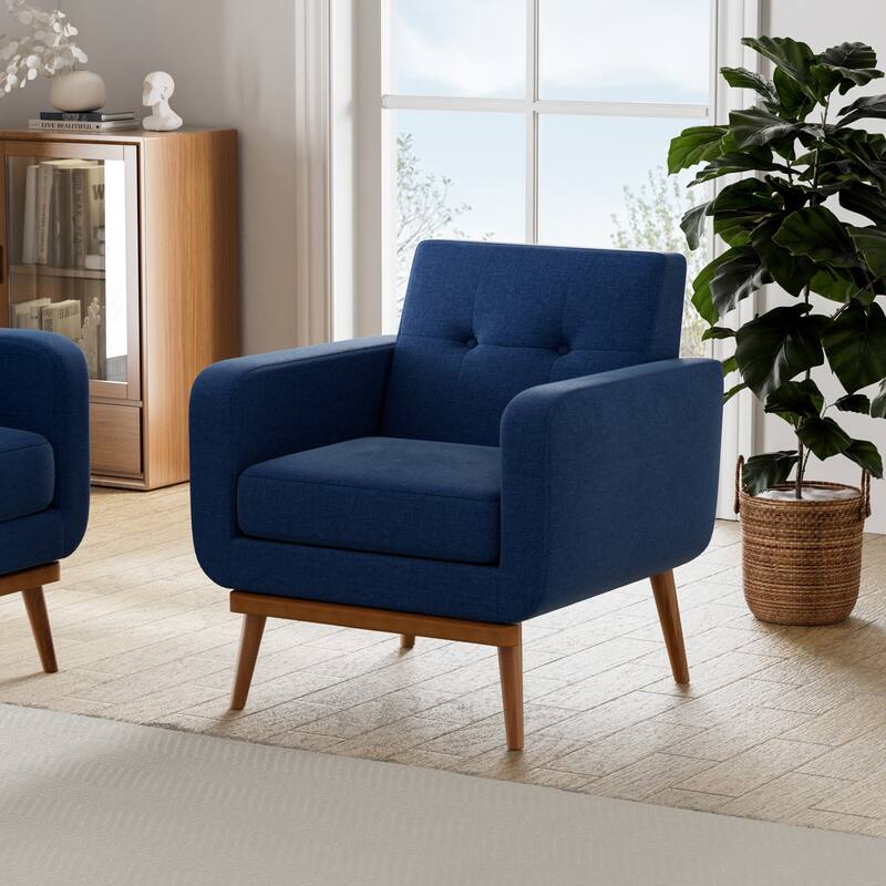Tufted-Fabric-Upholstered-Accent Chair - 30.5" x 30" - Blue