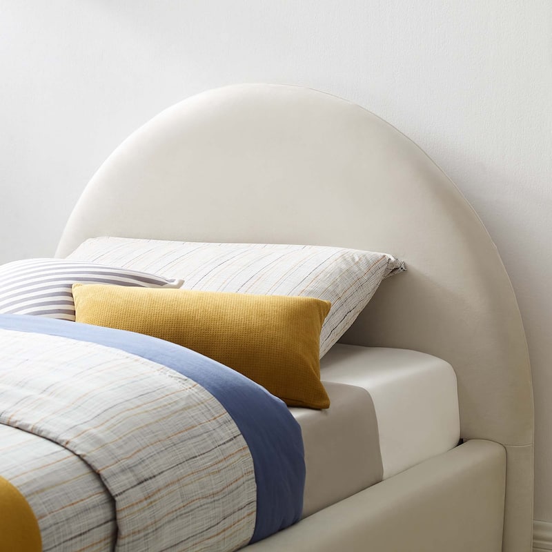 Resort Upholstered Fabric Arched Round Twin Platform Bed