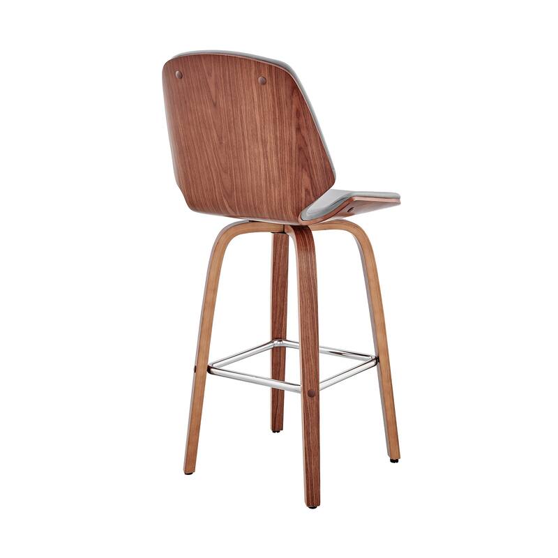 Modern 26" Swivel Bar Stool with Faux Leather Seat and Iron Legs for Kitchen Island - 40”H x 19”W x 20”D