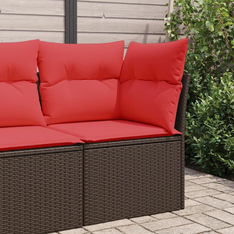 vidaXL Patio Sofa with Cushions Outdoor Seating Poly Rattan Black/Gray/Brown