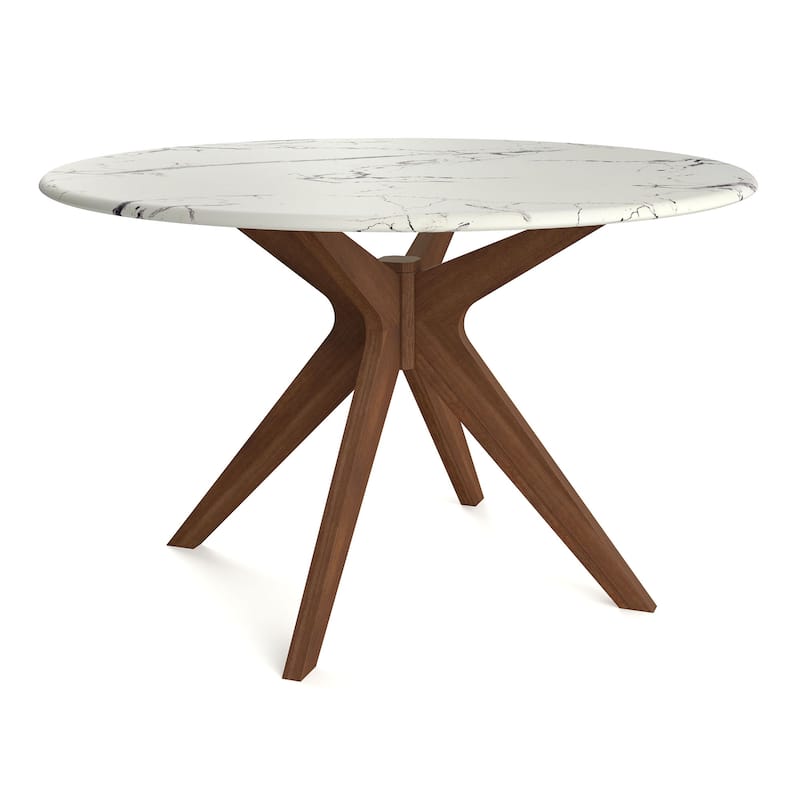 Elysian - 50" Round Faux Marble Dining Table - Walnut