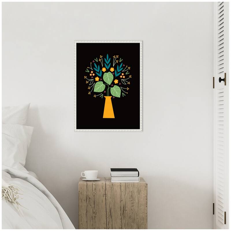 Kate and Laurel Sylvie Floral Yellow Vase Framed Canvas by Amber Leaders