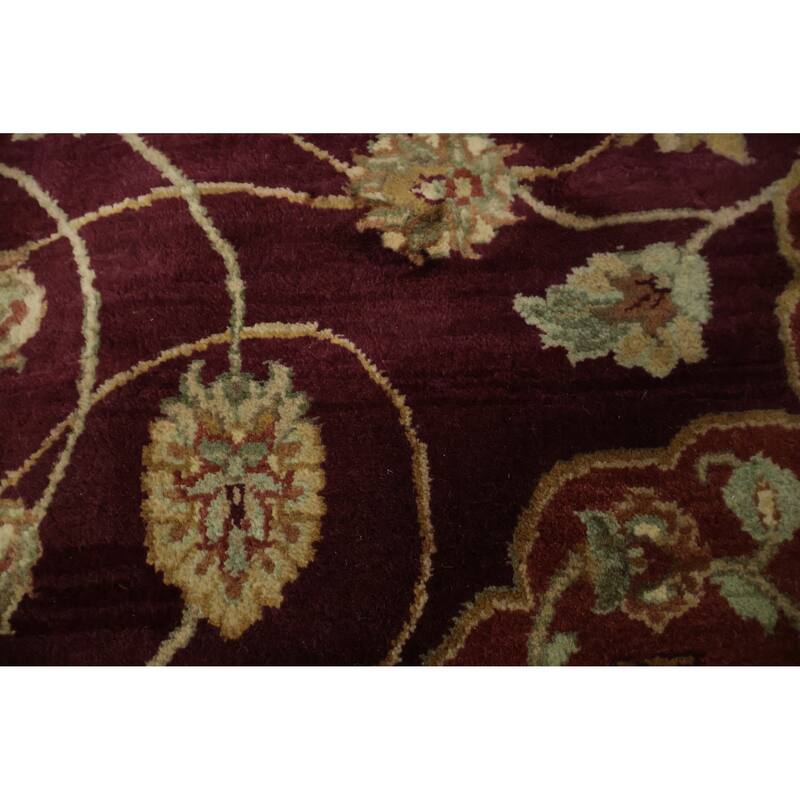 Hand Knotted Oriental 100% Wool Carpet Traditional Floral Red Agra Area Rug - 12' 0'' X 9' 1''