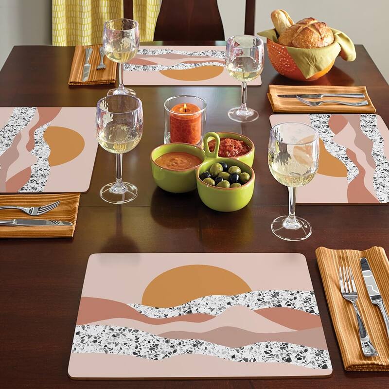Mohave Sunrise Decorative Hardboard Placemats with Protective Cork Backing 4 Pack Heat Tolerant and Easily Wipes Clean