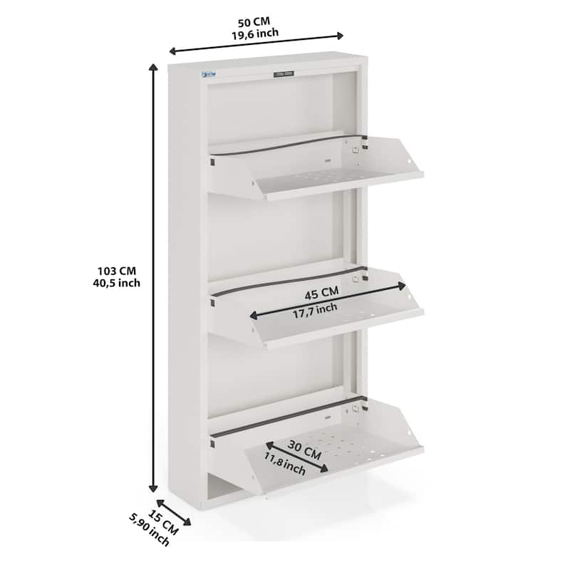 Antibacterial 3 Tier metal shoe cabinet front holes