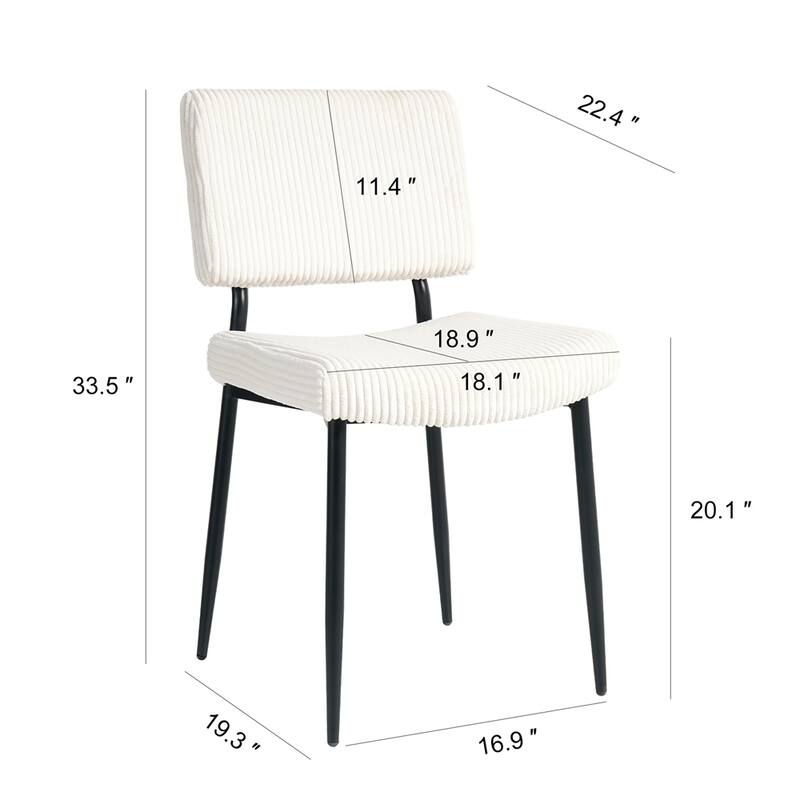 Modern Simple Fabric Upholstered Velvet Dining Chair (Set of 2)