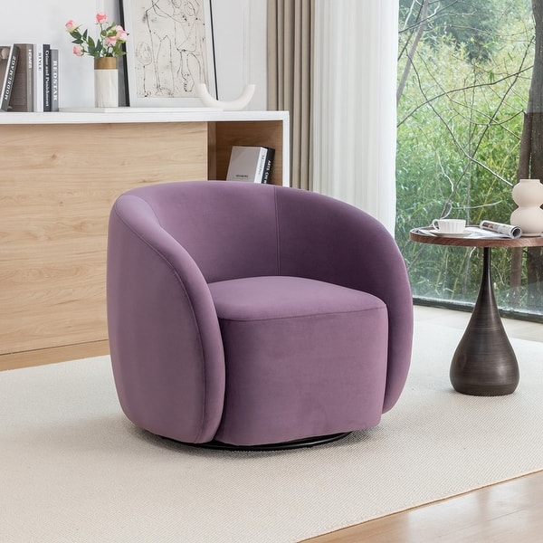 slide 2 of 13, SEYNAR Modern Glam Velvet Upholstered 360 Degree Swivel Accent Armchair Purple