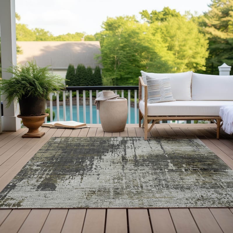Machine Washable Indoor/ Outdoor Chantille Abstract Ombre Rug