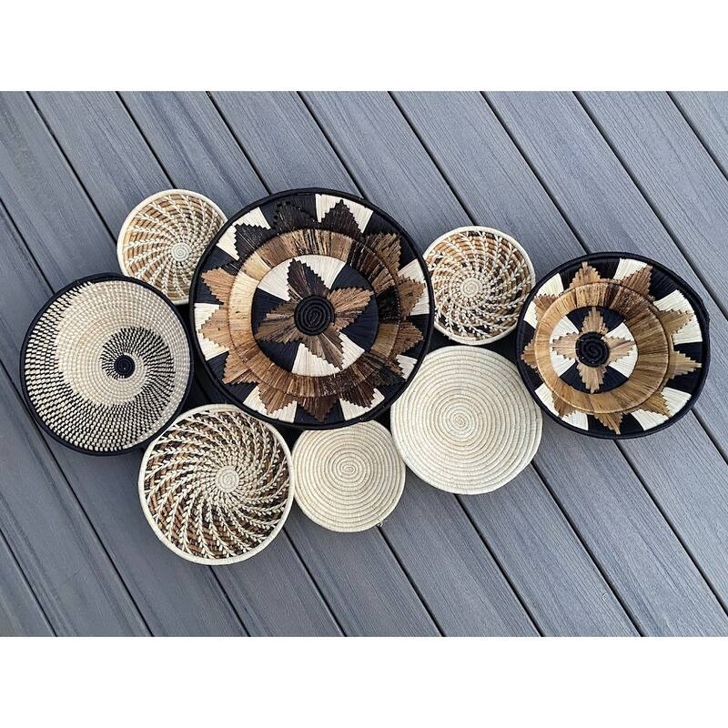 Set Of 8 Natural Color Wall Hanging Baskets 7.5"-12"