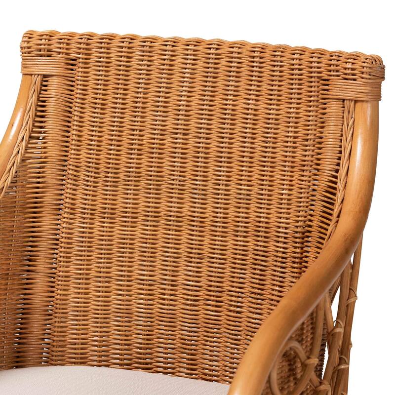 Wymond 5-Piece Rattan Dining Set - Round Wicker Table with Pedestal Base and 4 Armchairs, Woven Boho Coastal Style for Dining