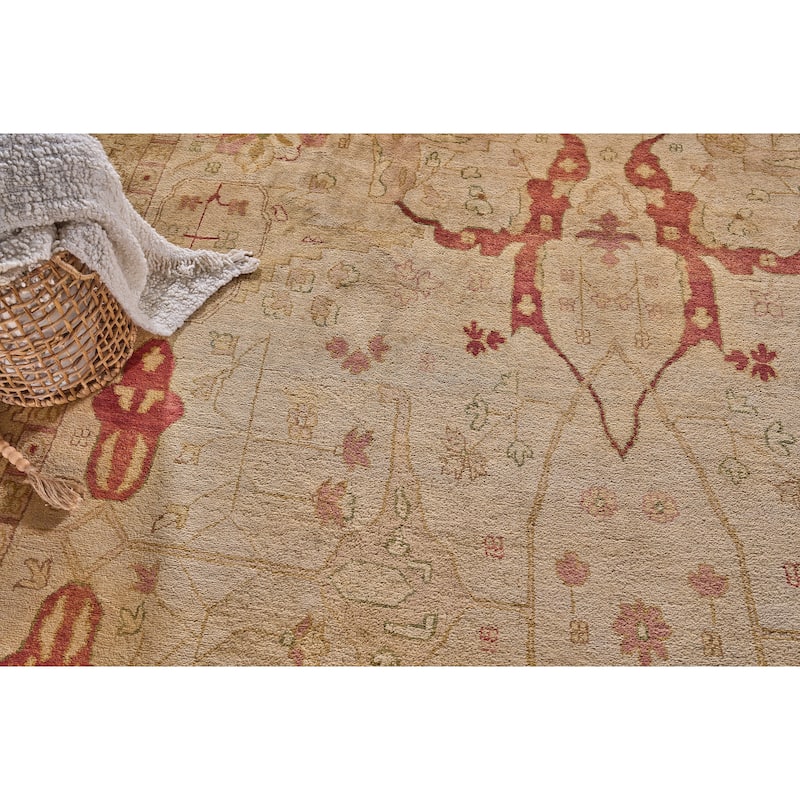 EXQUISITE RUGS ONE-OF-A-KIND Antique Weave Ziegler Hand Knotted Gold Rug - 11'8"x18'4"