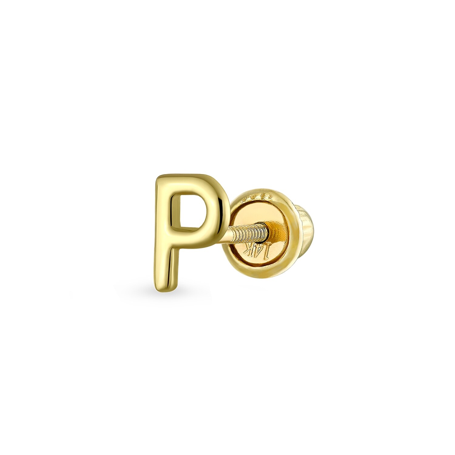 Shop A Z Tiny Alphabet Letter Initial Cartilage Stud Earring Real 14k Gold Overstock 31719125
