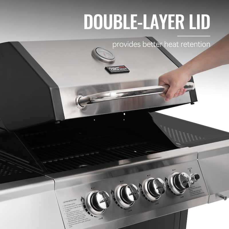 Royal Gourmet 4-Burner Gas Grill with Stainless Steel Upper Lid