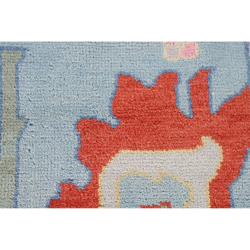 Blue Oushak Oriental Area Rug Handmade Wool Carpet - 9'2"x 11'11"